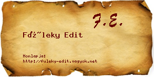 Füleky Edit névjegykártya